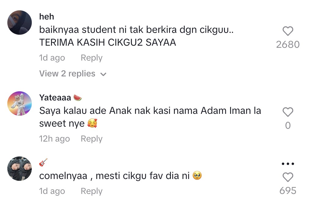 Cikgu terkejut dapat hadiah